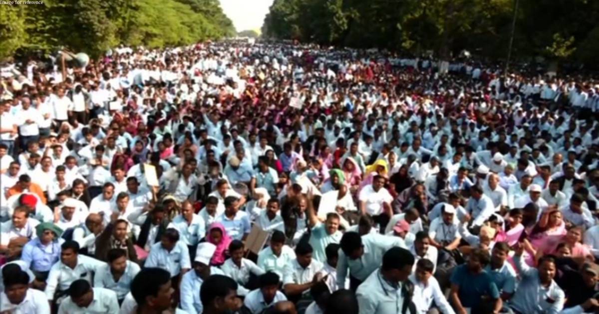 Odisha primary school teachers stage protest in Bhubaneswar